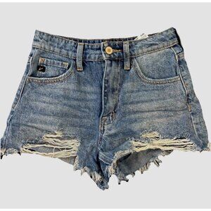 KanCan Women’s 0/23 Distressed Denim Blue Jean Shorty Shorts Ripped